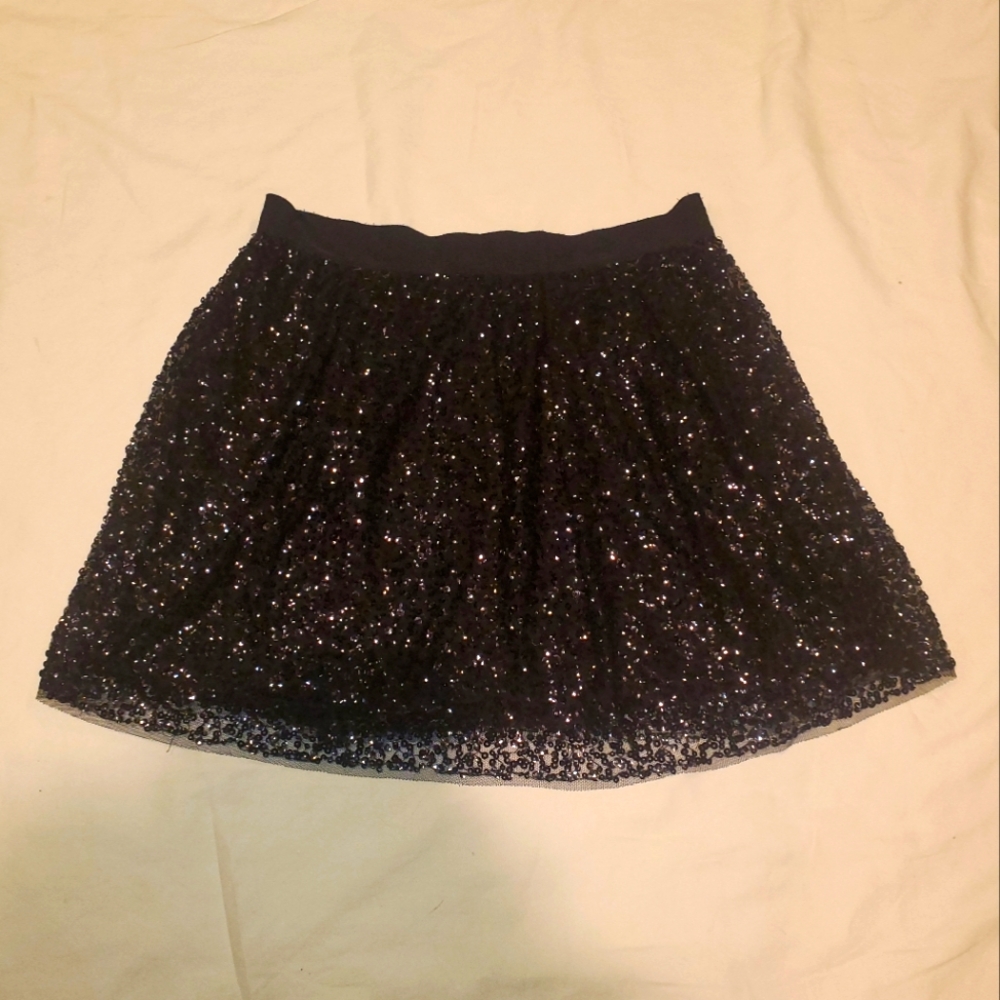 J. Crew Sequin Mini Skirt black